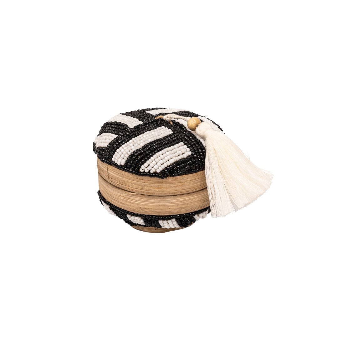 Zoco Home Accessories Suri Jewelry Beaded Basket | Black/White