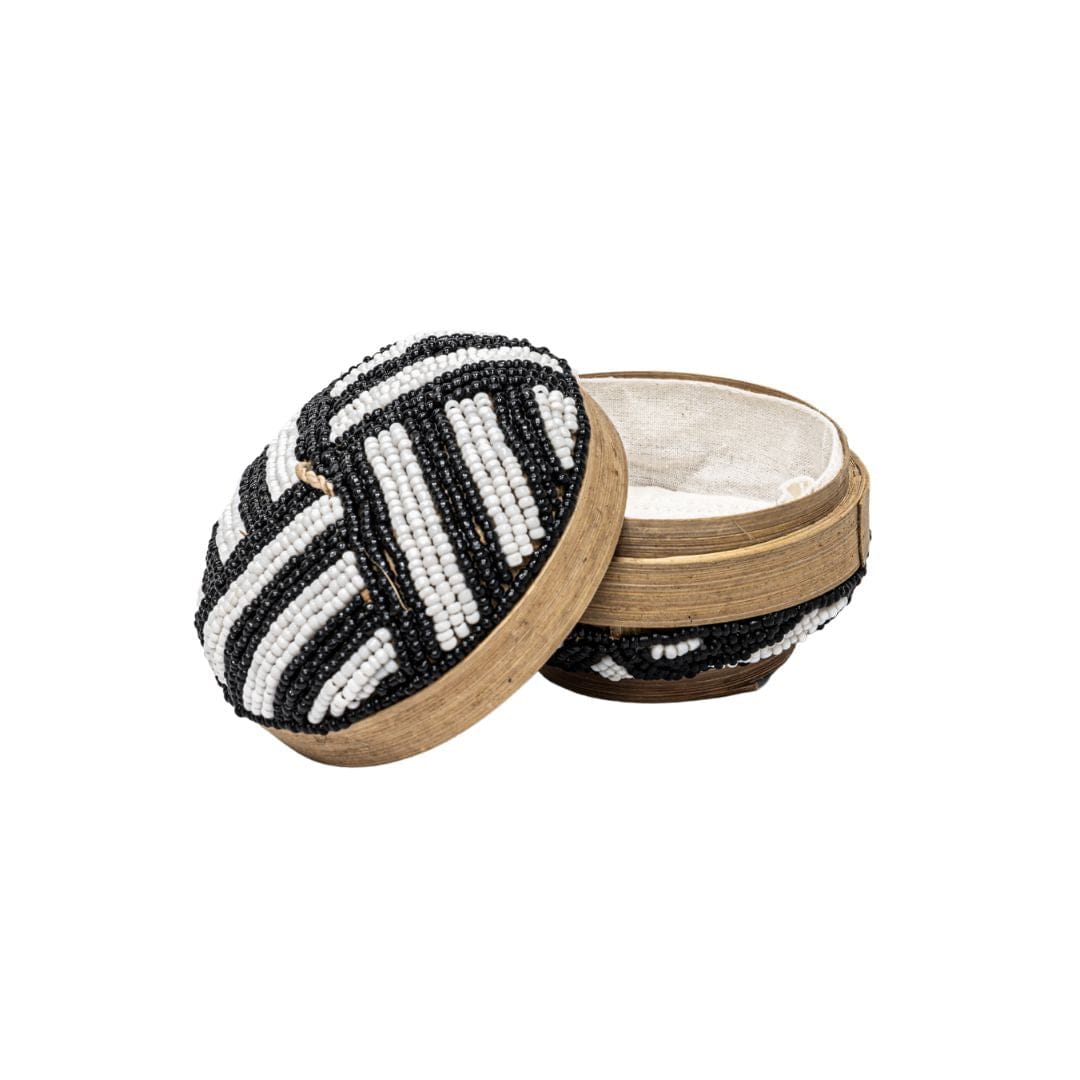 Zoco Home Decor/Accessories Suri Jewelry Beaded Basket | Black/White