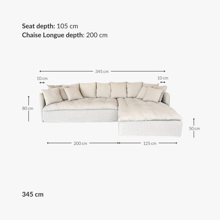 Zoco Home Furniture Tarifa Linen Chaise Longue Sofa