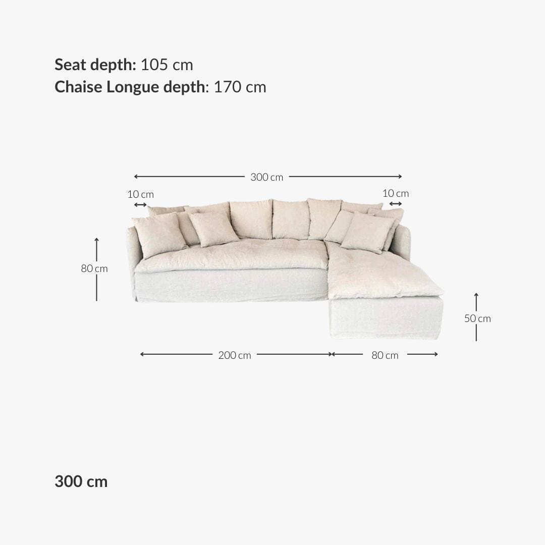 Zoco Home Furniture Tarifa Linen Chaise Longue Sofa