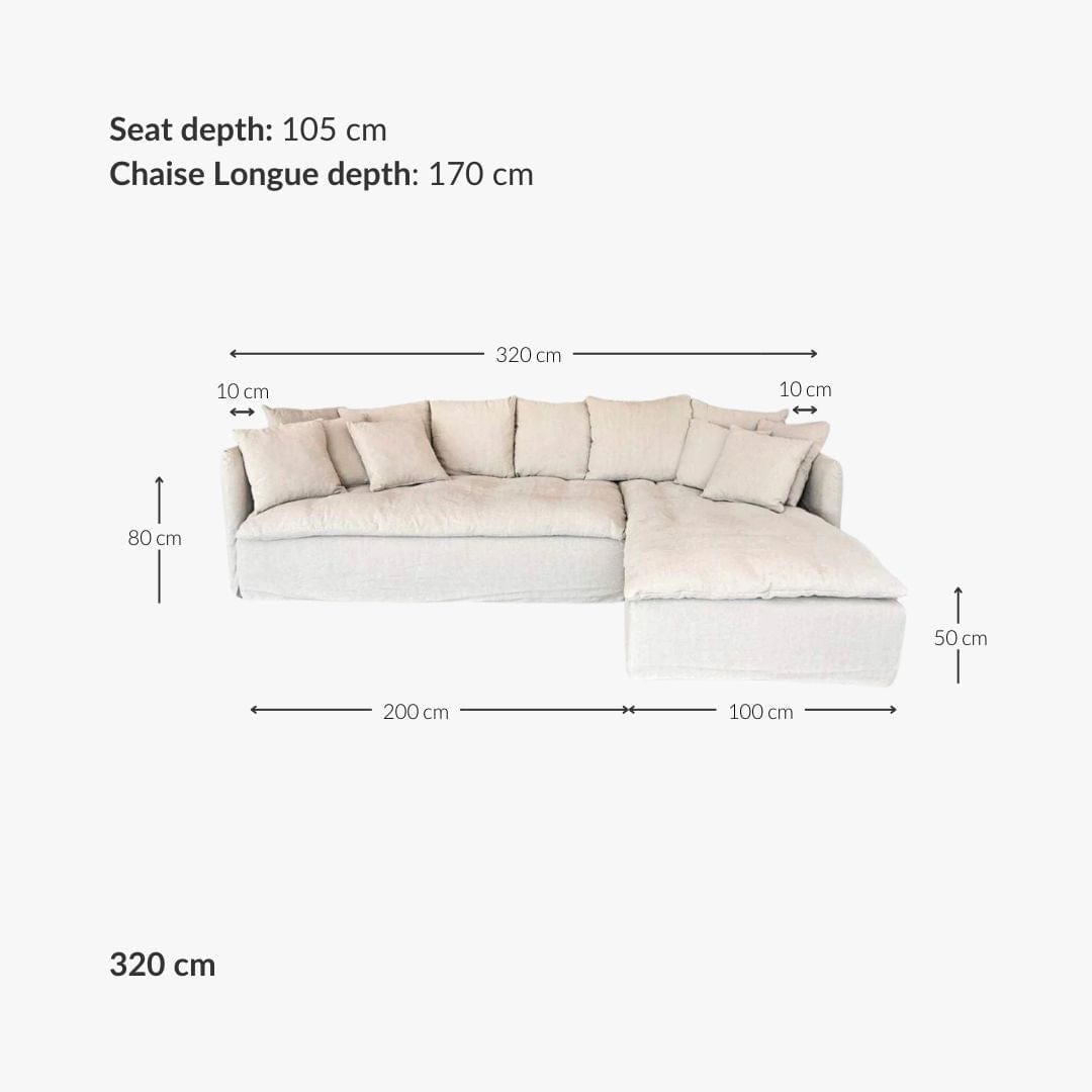 Zoco Home Furniture Tarifa Linen Chaise Longue Sofa