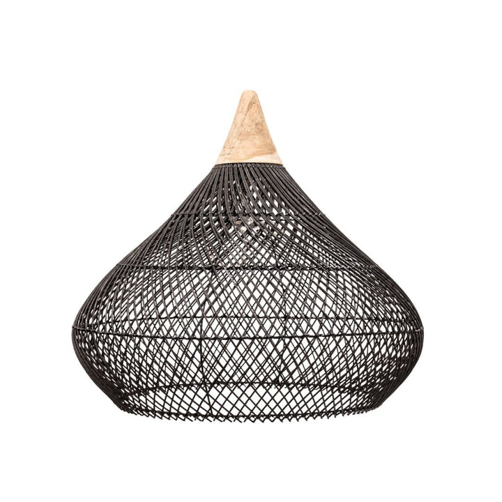 Zoco Home Furniture Teak and Rattan Ceiling Lamp | Black| 60x60x45cm