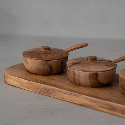 Zoco Home Decor/Kitchen Teak Bowl w/ Spoon Set of 3 | 27x11x8cm