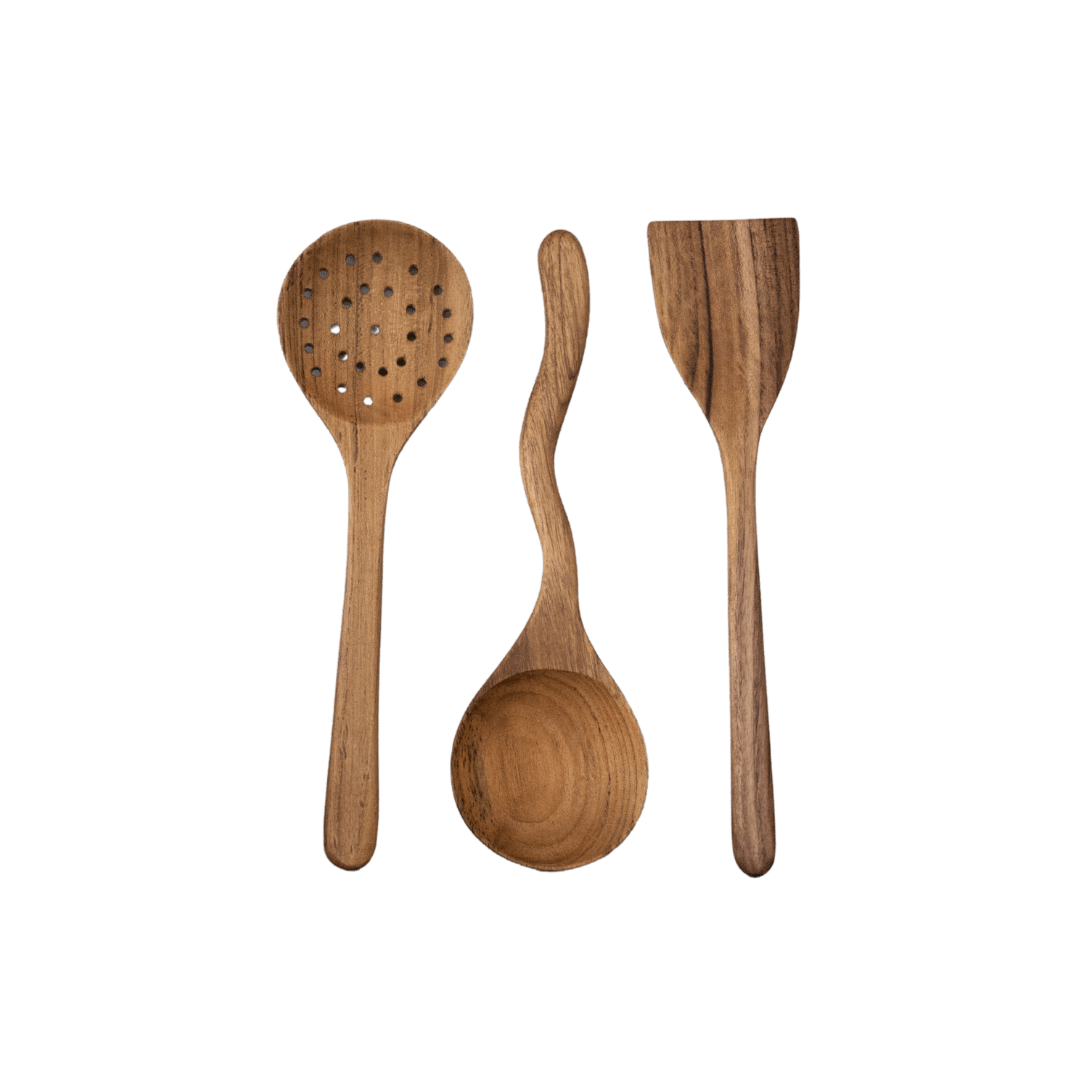 Zoco Home Flatware Sets Teak Cooking Set of 3 | 31cm