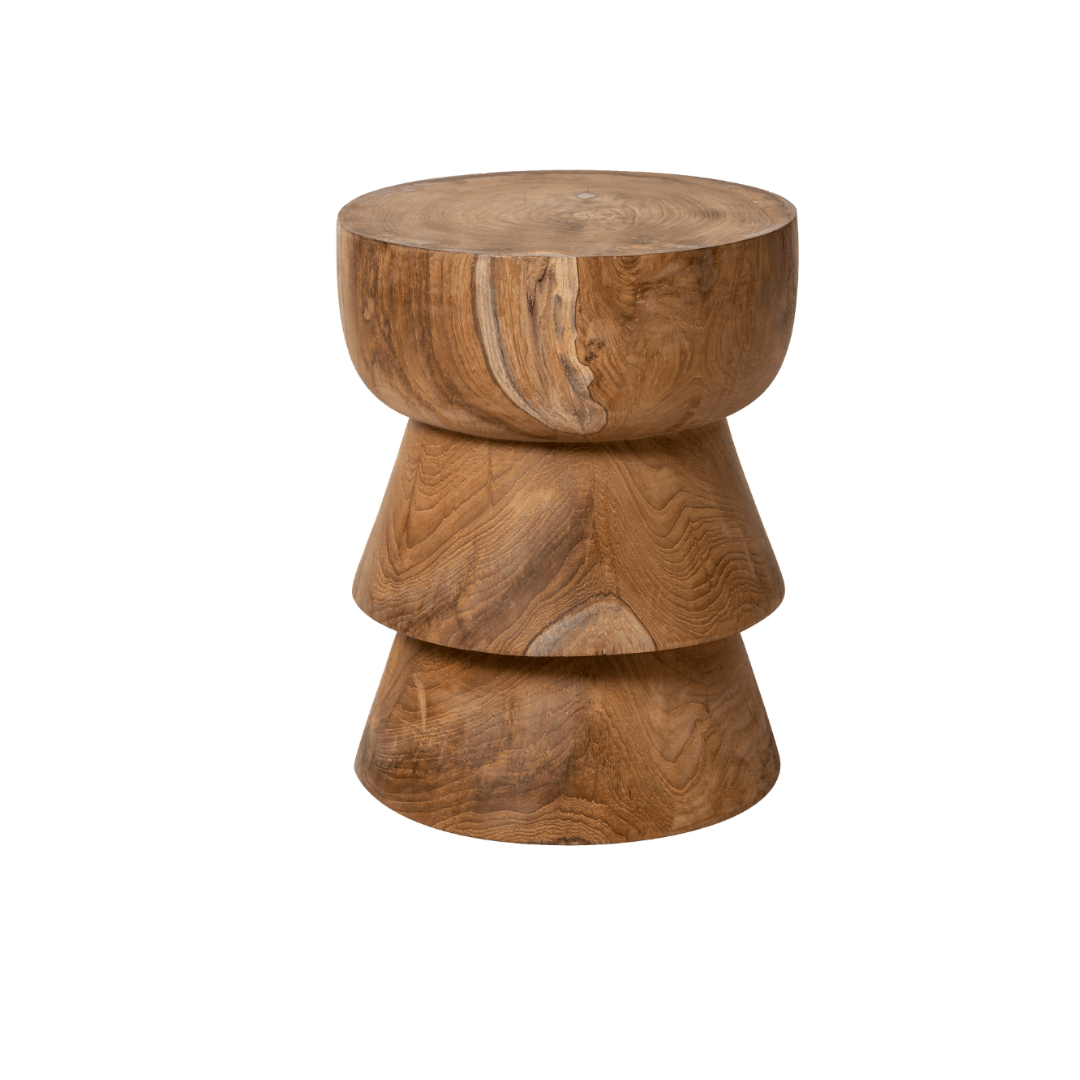 Zoco Home Teak Hourglass Stool | Natural 35x45cm
