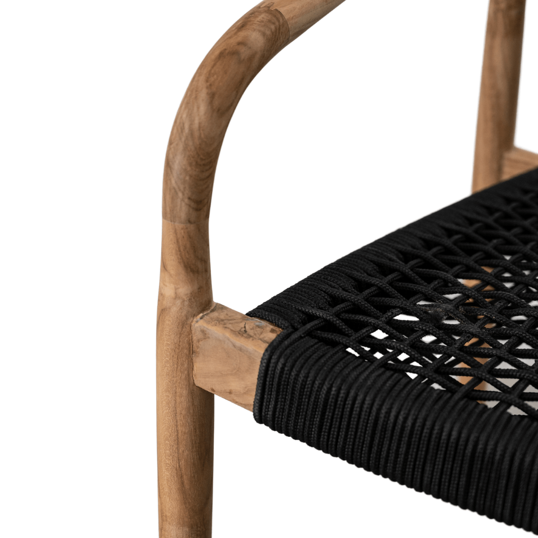 Zoco Home Teak Outdoor Dining Chair | Black 57x52x75cm