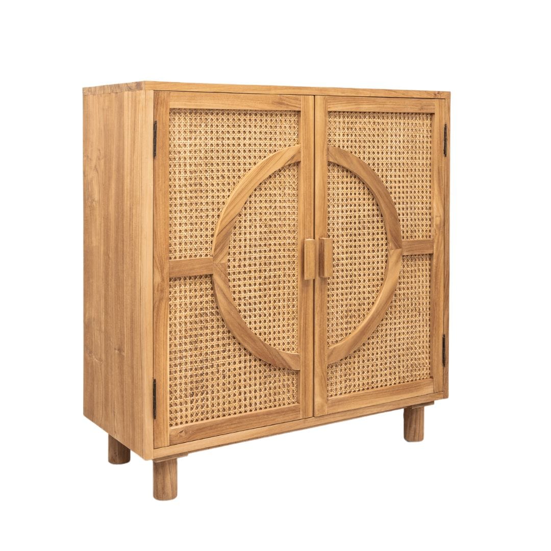 Zoco Home Furniture/Storage Teak & Rattan Cabinet