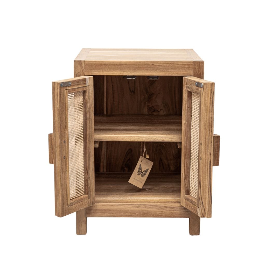 Zoco Home Furniture/Table Teak & Rattan Nightstand