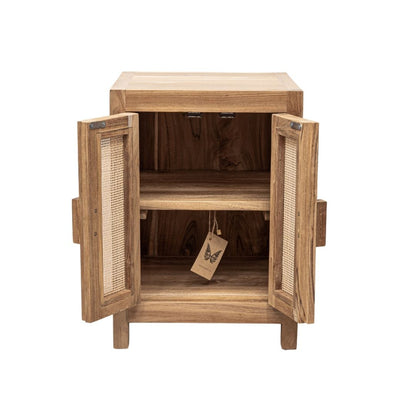 Zoco Home Furniture/Table Teak & Rattan Nightstand