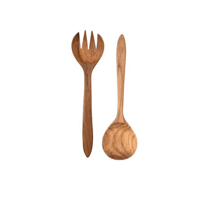 Zoco Home Teak Salad Serving Set of 2 | 35cm