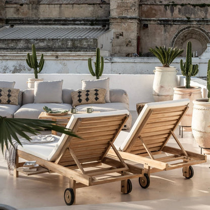 Zoco Home Outdoor/Sunbed Tulum Teak Sunbed | White