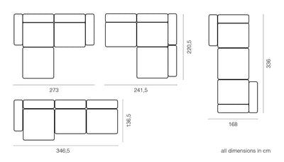 Zoco Home Vetsak Outdoor-Ecksofa L | 273 x 115/220,5 x 60 cm
