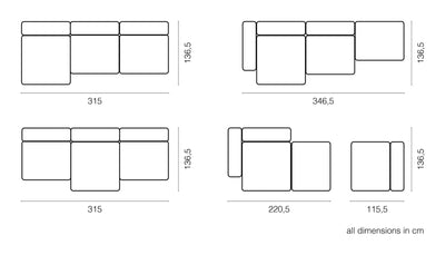 Zoco Home Vetsak Outdoor-Dreisitzer-Sofa L | 315 x 136,5 / 115 x 60 cm