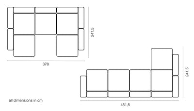 Zoco Home Vetsak Outdoor-Sofa in U-Form L | 378 x 241,5 x 60 cm