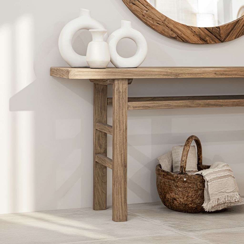 Zoco Home Vintage Elm Wood Console Table