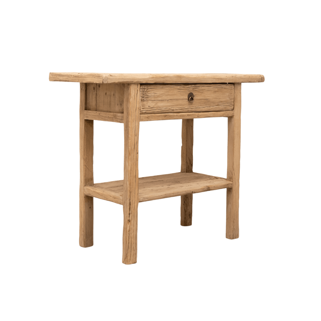 Zoco Home Vintage Elm wood console table w/ Drawer | 140x40x80cm