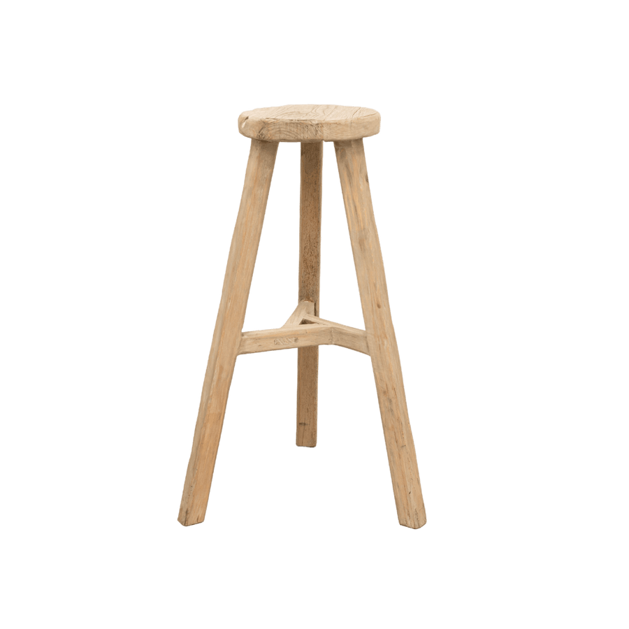 Zoco Home Vintage Elm Wood Round Bar Stool