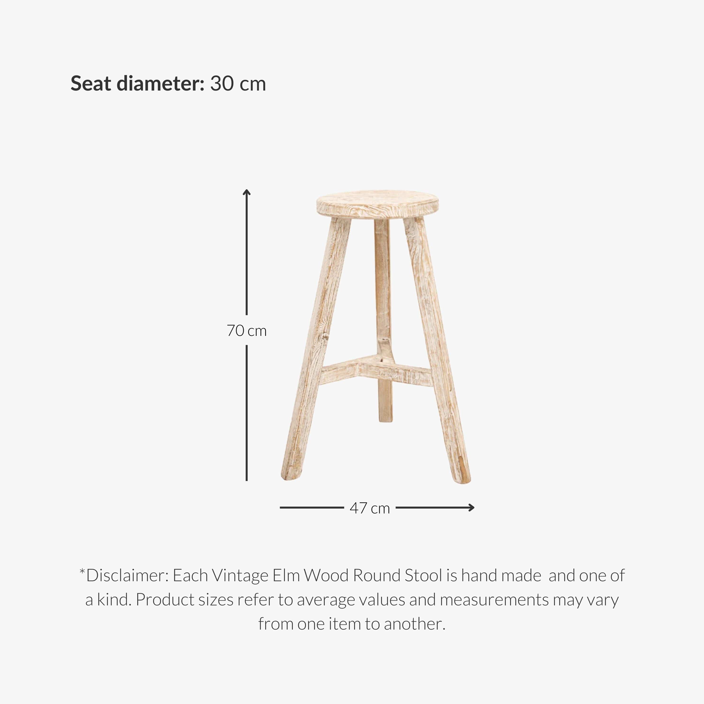 Vintage Elm Wood Bar Stool Light Waxed | Zoco Home – Zoco Home