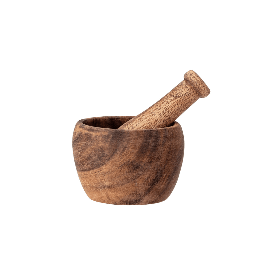 Zoco Home Acacia Mortar & Pestle | Natural 11.5x9cm