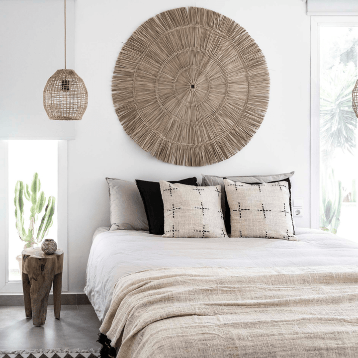 Zoco Home Furnitures Bali  Cushion Cover | White 45x45cm | Hand Stitch Motif