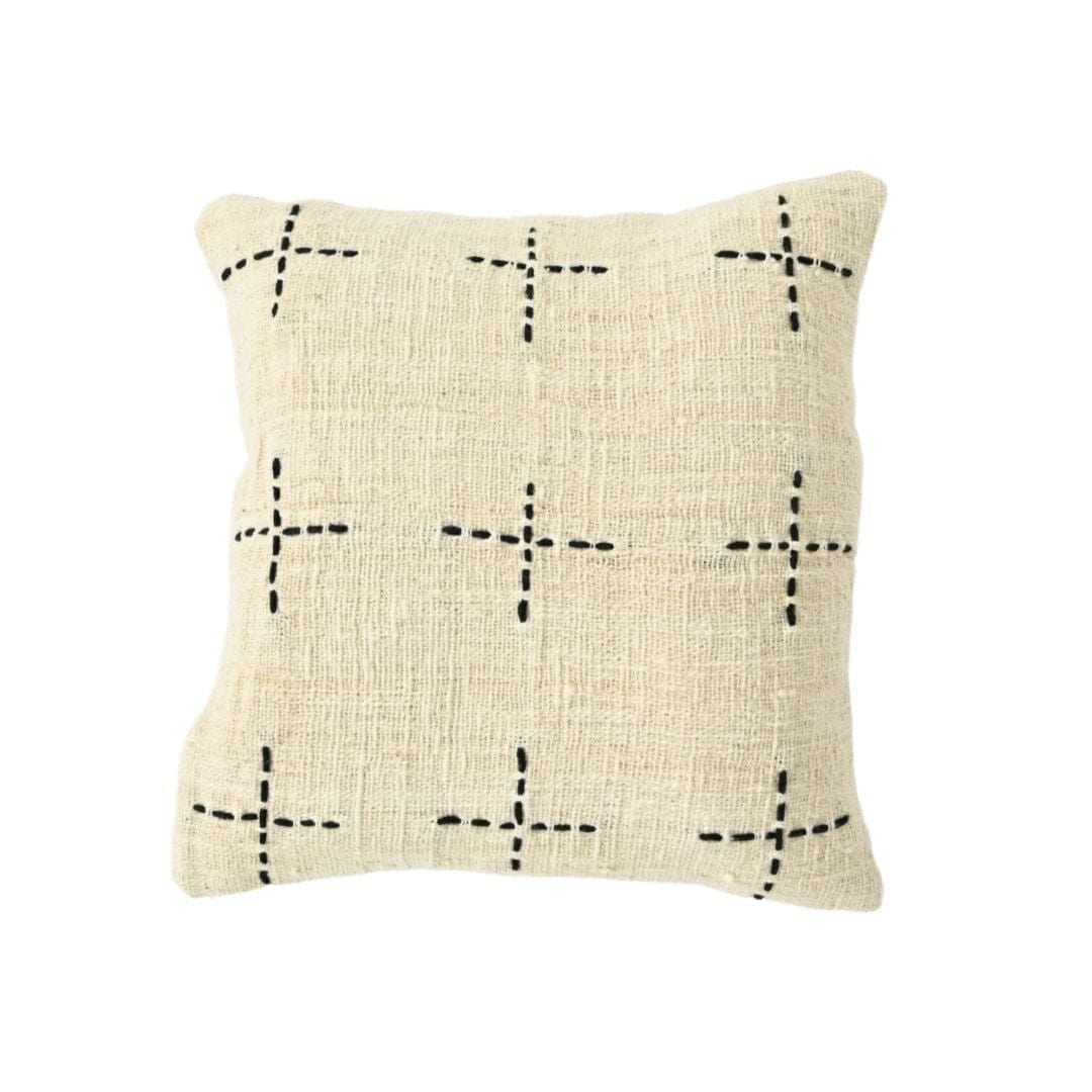 Zoco Home Furnitures Bali  Cushion Cover | White 45x45cm | Hand Stitch Motif