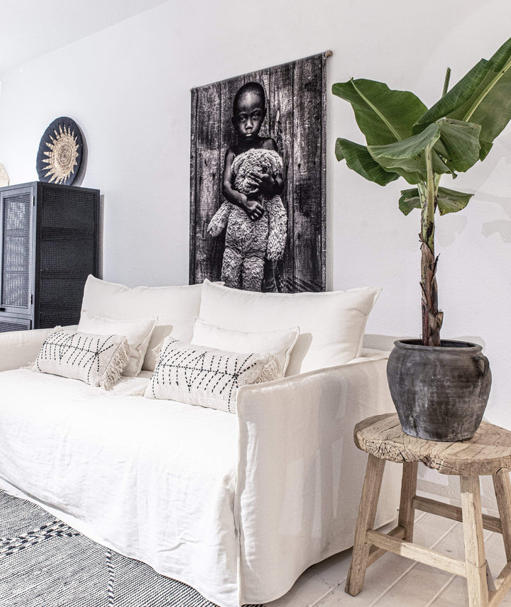 Zoco Home Textiles Bali Cushion Cover | White Tassel 60x30cm