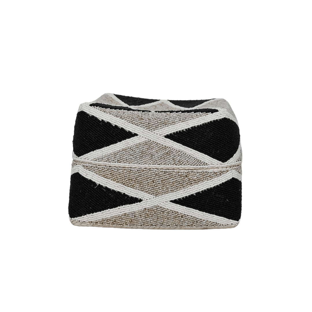 Zoco Home Beaded Basket | Sand/Black 30cm