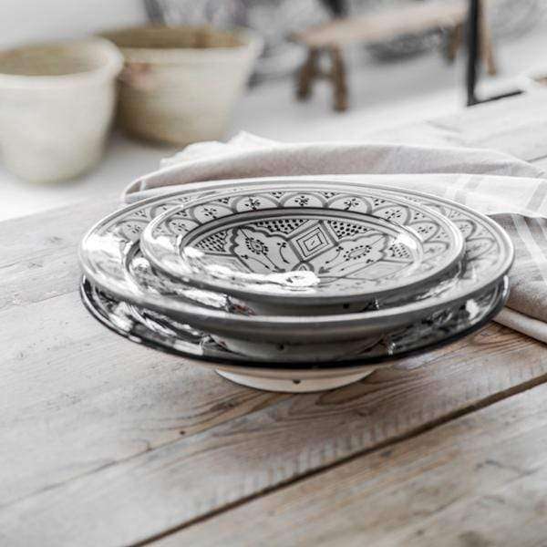Zoco Home Kitchen Dining Ceramic Plate | Black & White 36cm