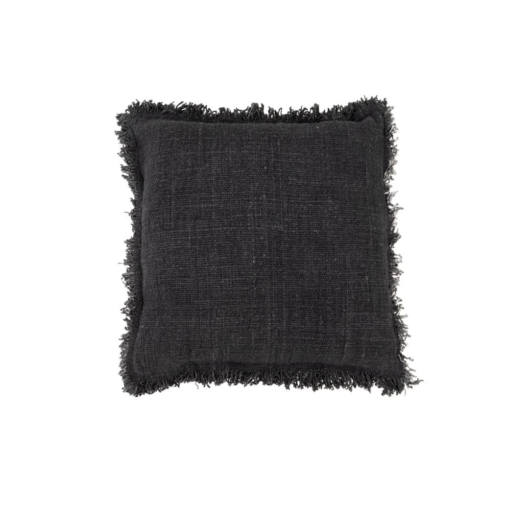 Zoco Home Cotton Cushion cover Fringed Edge | Black 50x50cm