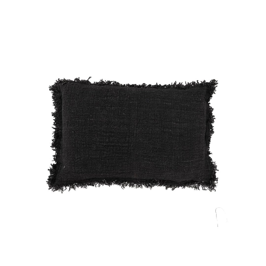 Zoco Home Cotton Cushion cover Fringed Edge | Black 60x40cm