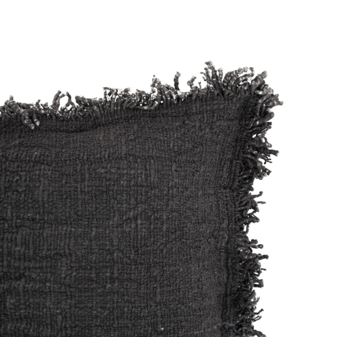 Zoco Home Cotton Cushion cover Fringed Edge | Black 60x40cm