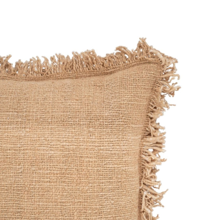 Zoco Home Cotton Cushion cover Fringed Edge | OatMeal 60x40cm