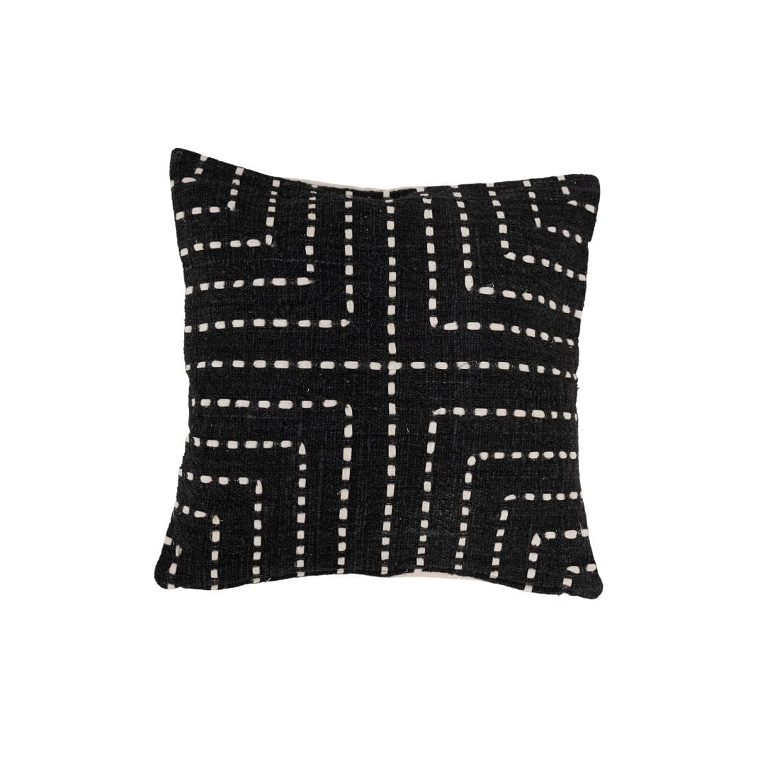 Zoco Home Cotton Cushion Cover Multi Stitch | BLack 50x50cm