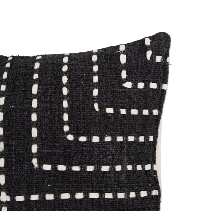 Zoco Home Cotton Cushion Cover Multi Stitch | BLack 50x50cm