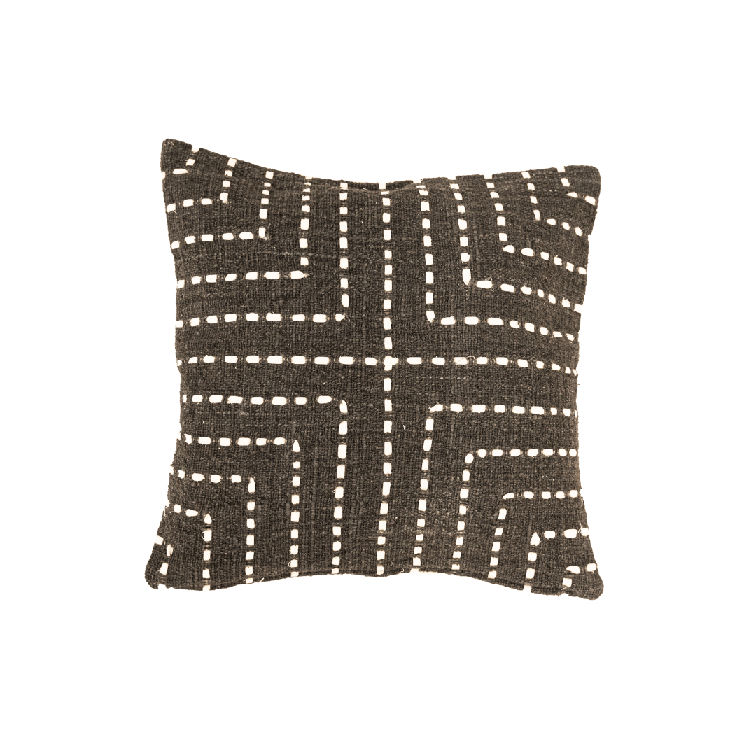 Zoco Home Cotton Cushion Cover Multi Stitch | Charcoal 50x50cm