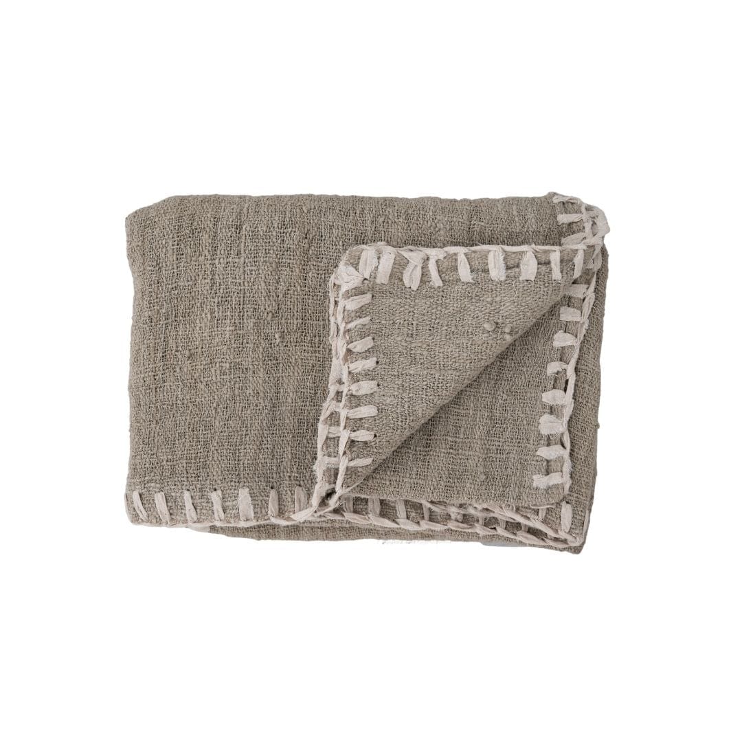 Zoco Home Cotton Hand Woven Blanket Stitch | Natural120x250cm