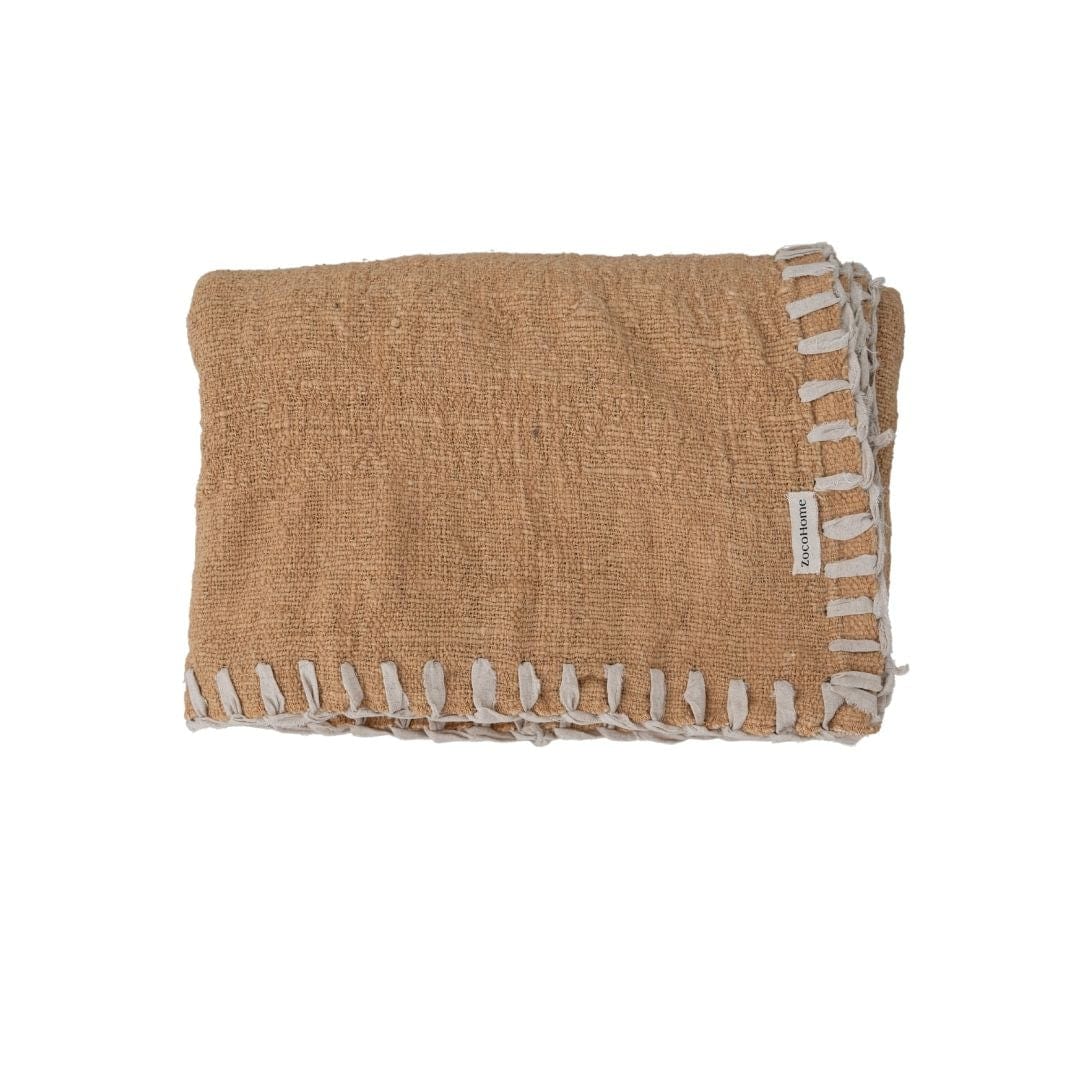 Zoco Home Cotton Hand Woven Blanket Stitch | Oatmeal 120x250cm