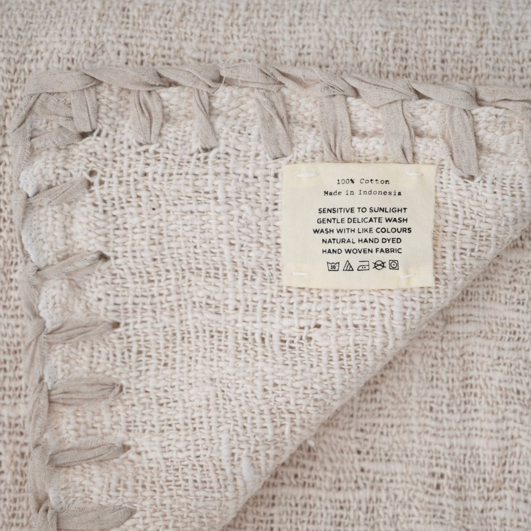 Zoco Home Cotton Hand Woven Blanket Stitch | Off-White 120x250cm