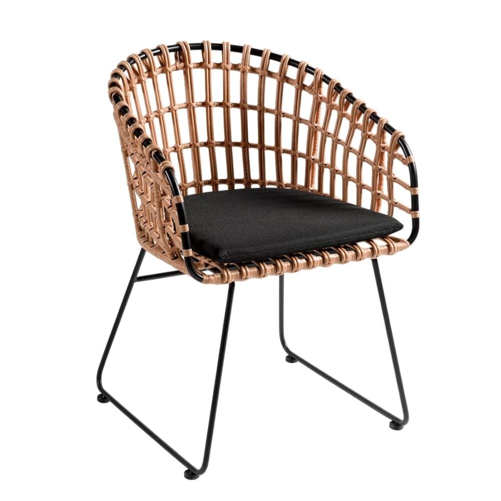 Silla de exterior de ratán Jaipur | Negra