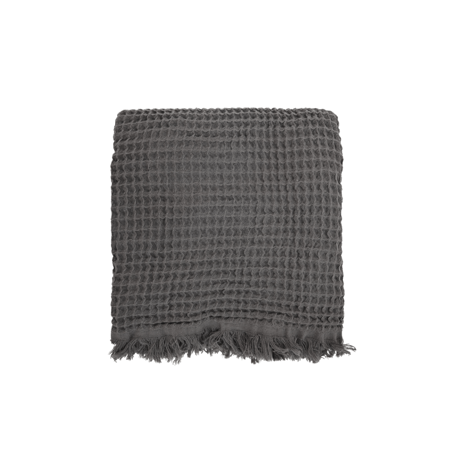 Zoco Home Fouta Waffle Throw | Charcoal Grey 120x180cm