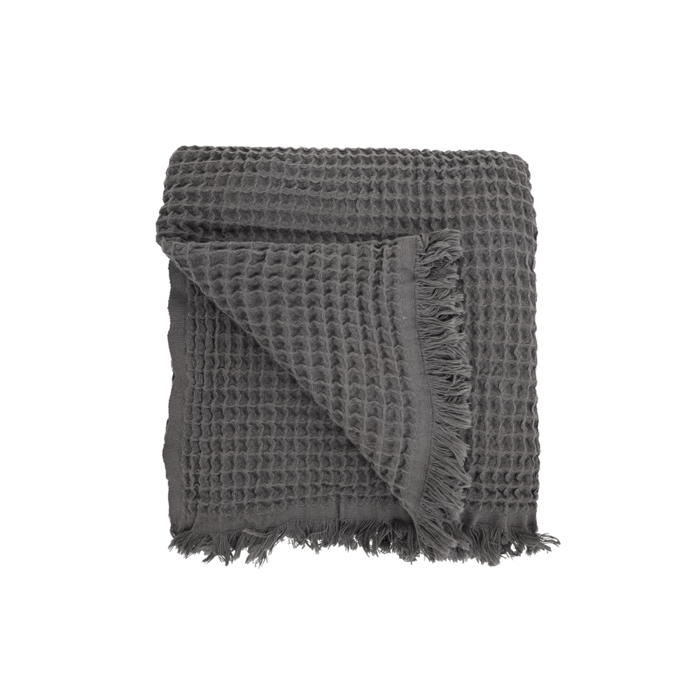 Zoco Home Fouta Waffle Throw | Charcoal Grey 120x180cm