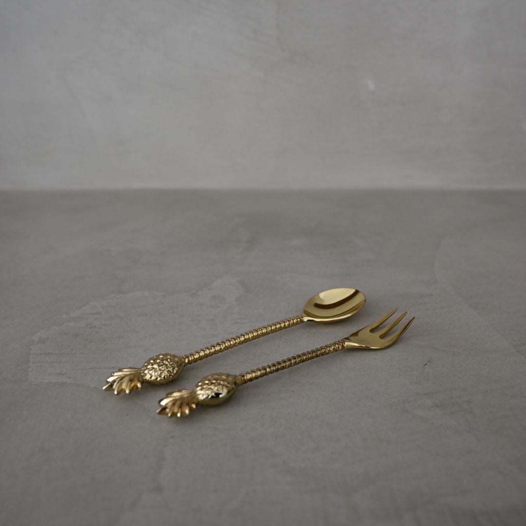 Zoco Home Iron Pineapple Spoon | Polished Brass 17cm