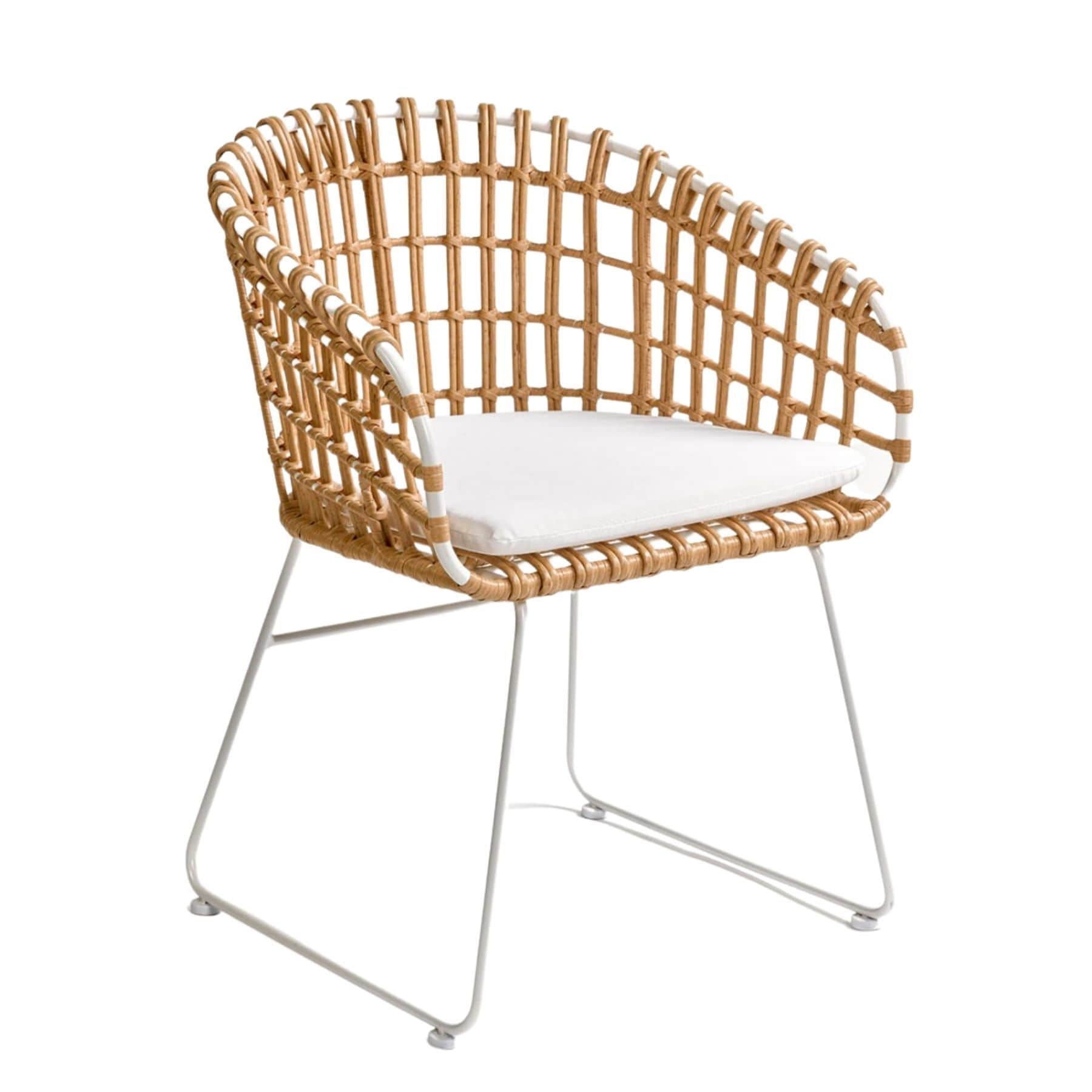 Boho Style Rattan Outdoor and Indoor Dining Chair in White Zoco Home