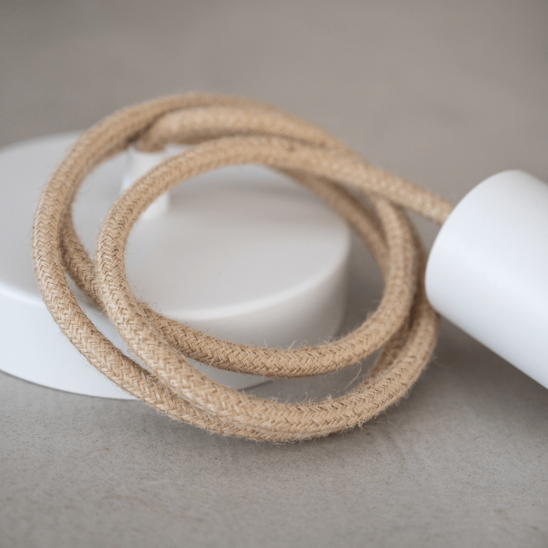 Zoco Home Jute Textile Pendant Cable | Natural/White 1m