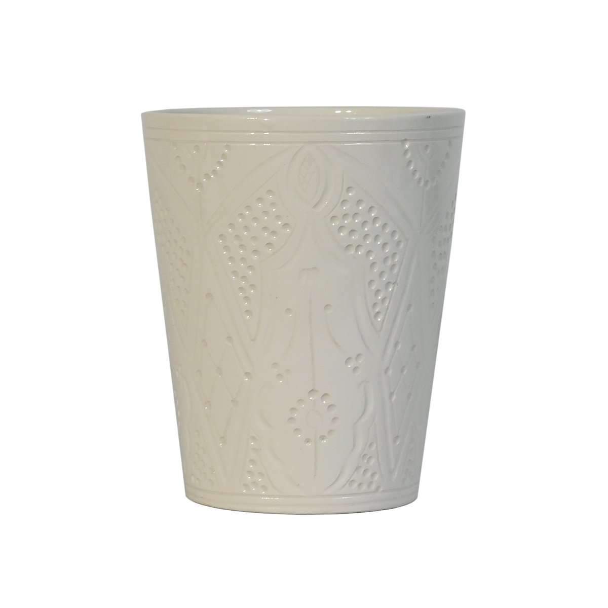 Jarrón de cerámica marroquí | Blanco 20x16cm