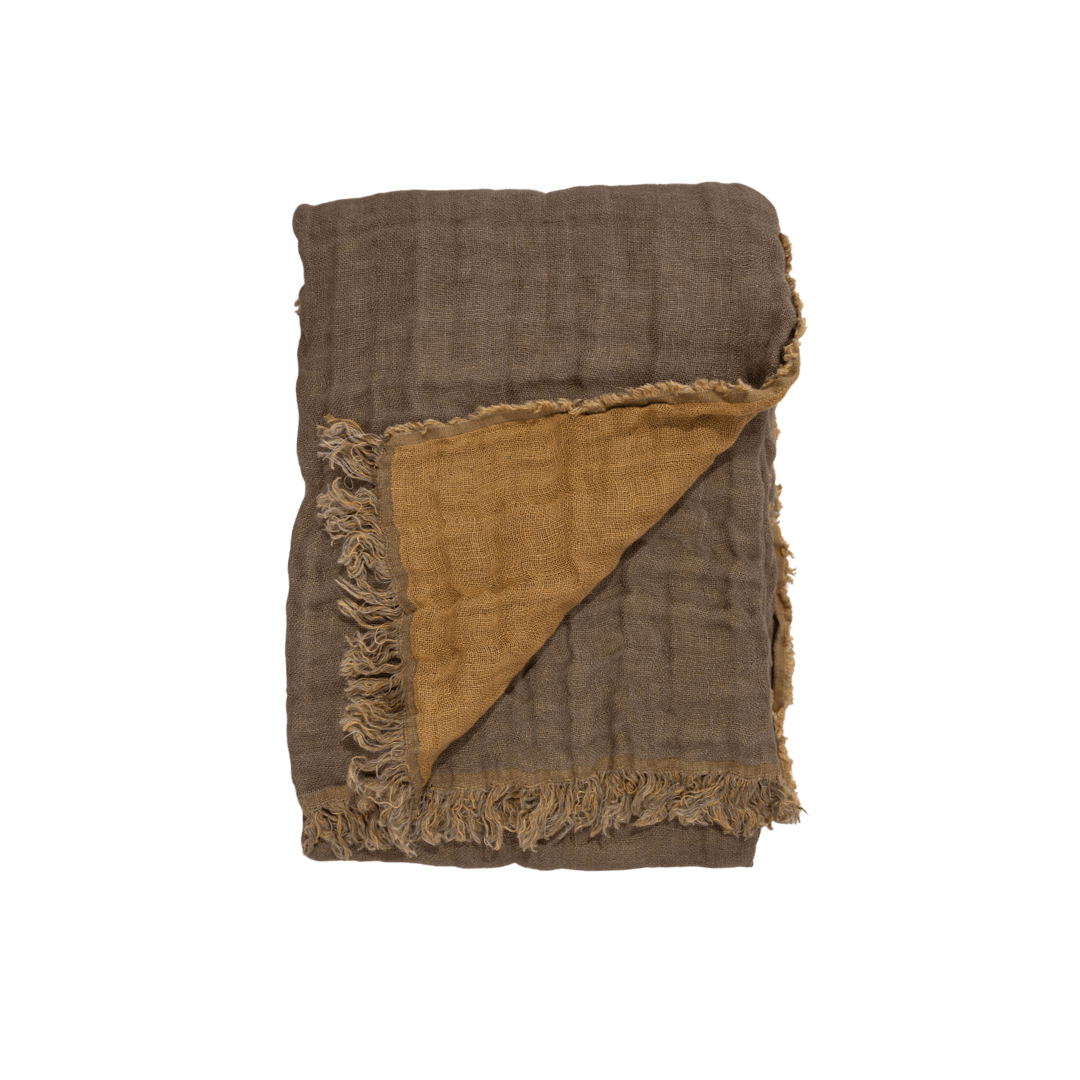 Zoco Home Textiles Linen Bedspread | Brownie/Tobacco | 135x200cm