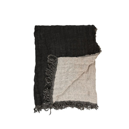 Zoco Home Textiles Linen Bedspread | Natural/Black | 135x200cm