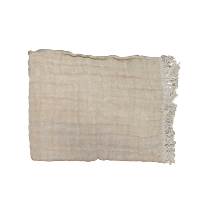 Zoco Home Textiles Linen Bedspread | Natural/White | 135x200cm