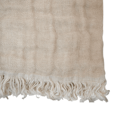 Zoco Home Textiles Linen Bedspread | Natural/White | 135x200cm