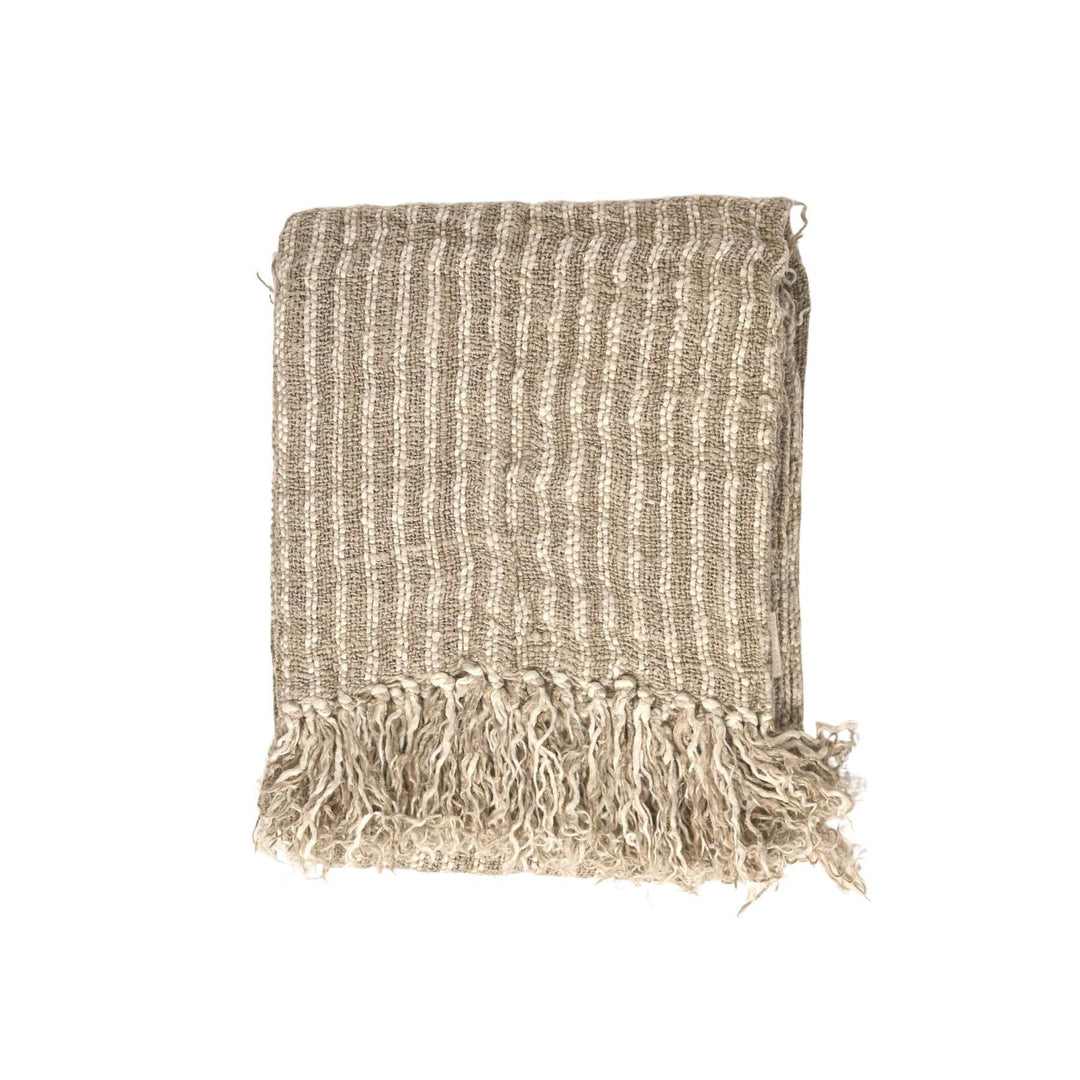 Zoco Home Textiles Linen Bedspread | Natural/White Stripes 170x130cm